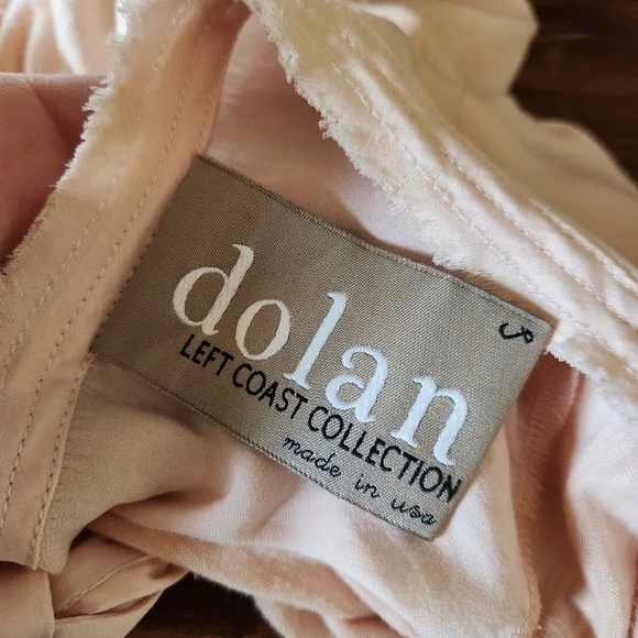 Dolan Left Coast Blouse Small Pink Sheer Sleeve Boho Flowy V Neck Made USA - Picture 10 of 12